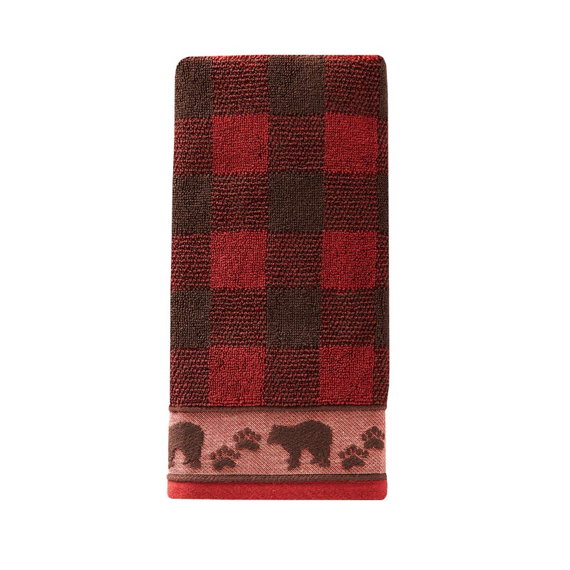 SKL Home Yellowstone Sundance 100% Cotton Premium Hand Towel, 500 GSM, Soft & Absorbent, Plaid/Buffalo Check, Red - Image 1